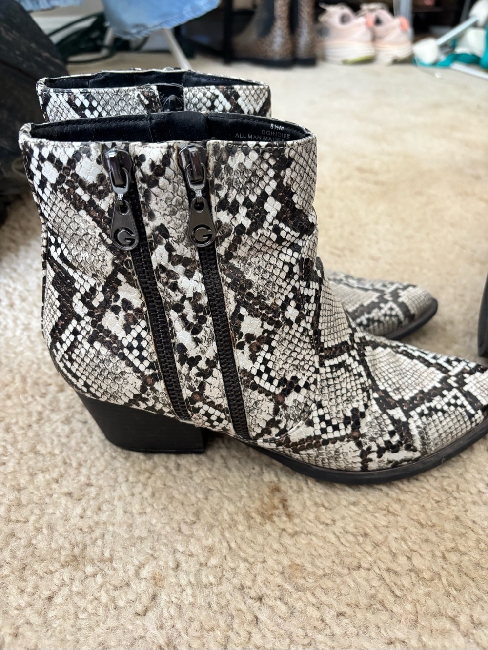 Guess snake print booties